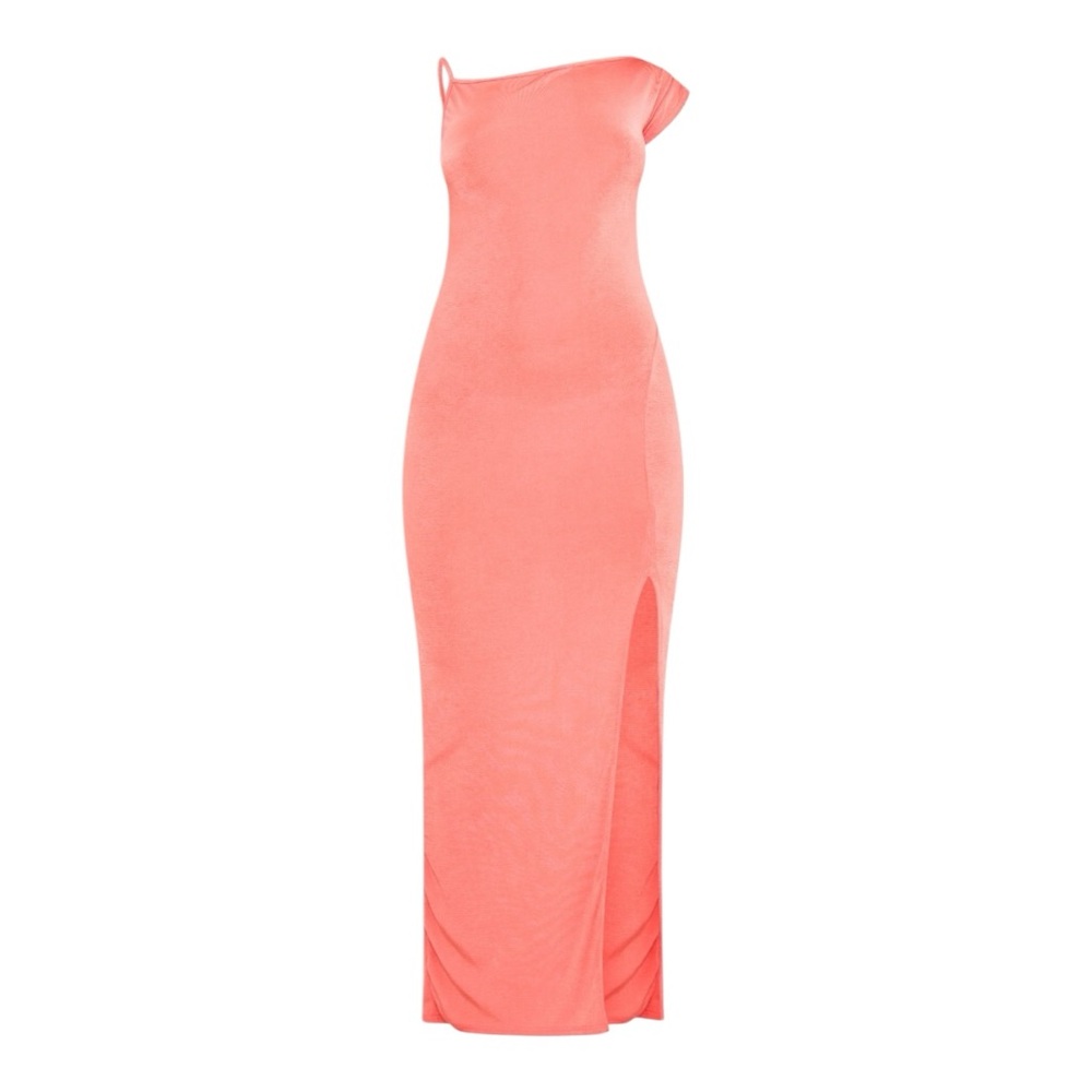 PrettyLittleThing Plus Coral Slinky Maxi Dress Size 14 NWT